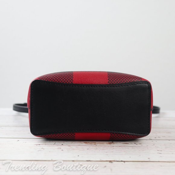 NWT Coach Mini Town Bucket Bag Crossbody With Buffalo Plaid Print - Picture 10 of 11